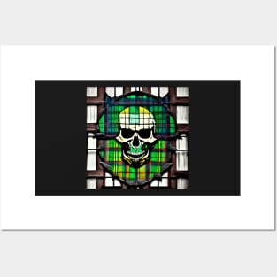 Skull Plaid Grunge Tie Dye Bleach Acid Wash Graphic Posters and Art